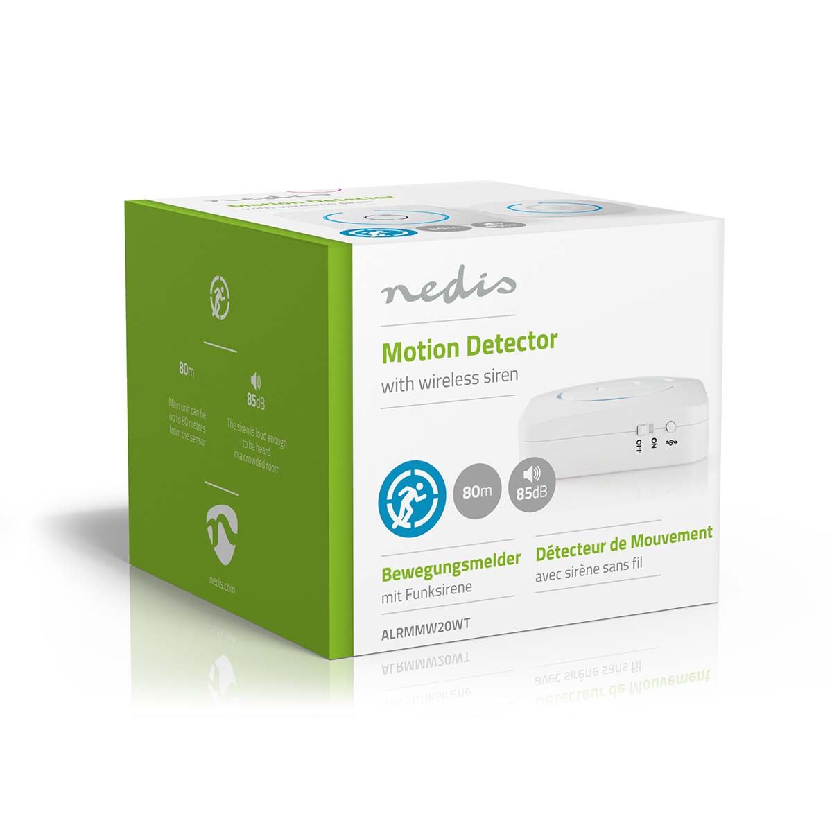 Nedis Home Security Motion Detector Chime | 8 Ringtones | Signals with Light and Sound