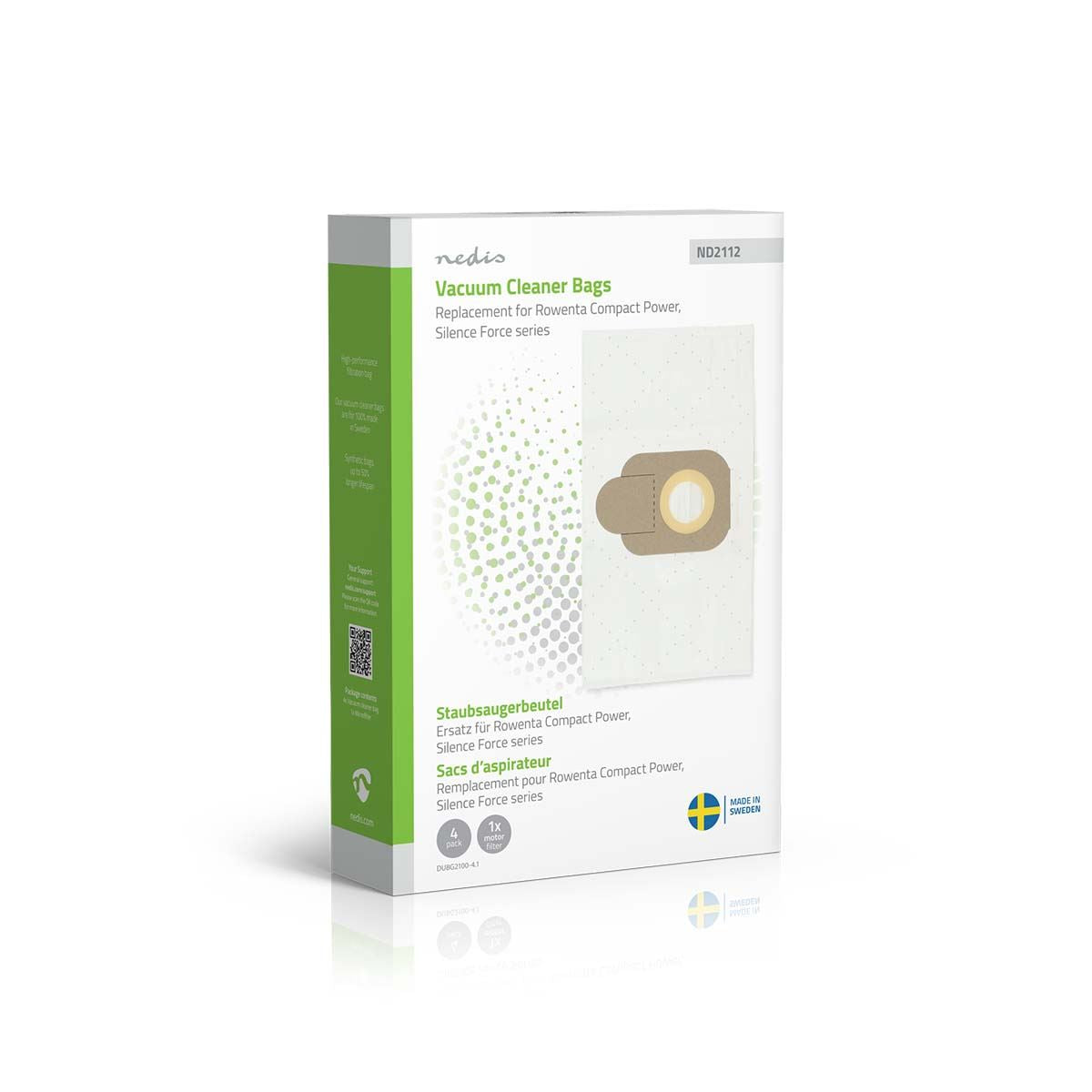 Nedis Vacuum Cleaner Bag | 4 pcs | Synthetic | Replacement for Rowenta Compact Power Series / Rowenta Silence Force Series