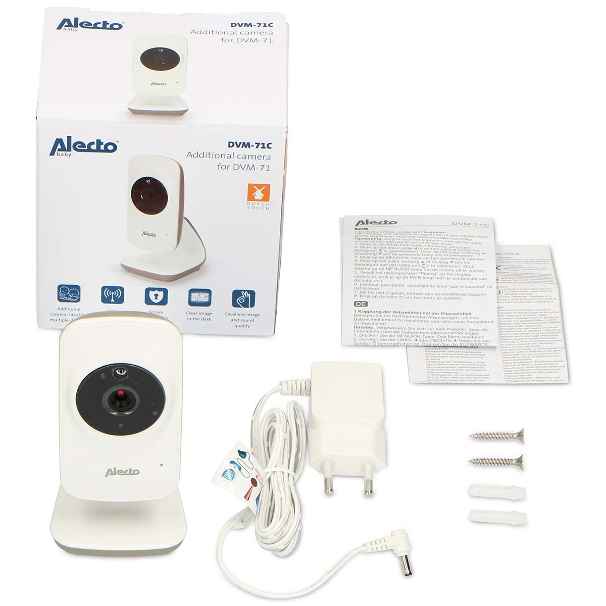 Alecto DVM-71 Wireless Video Baby Monitor Additional Add-on Camera | White/Taupe