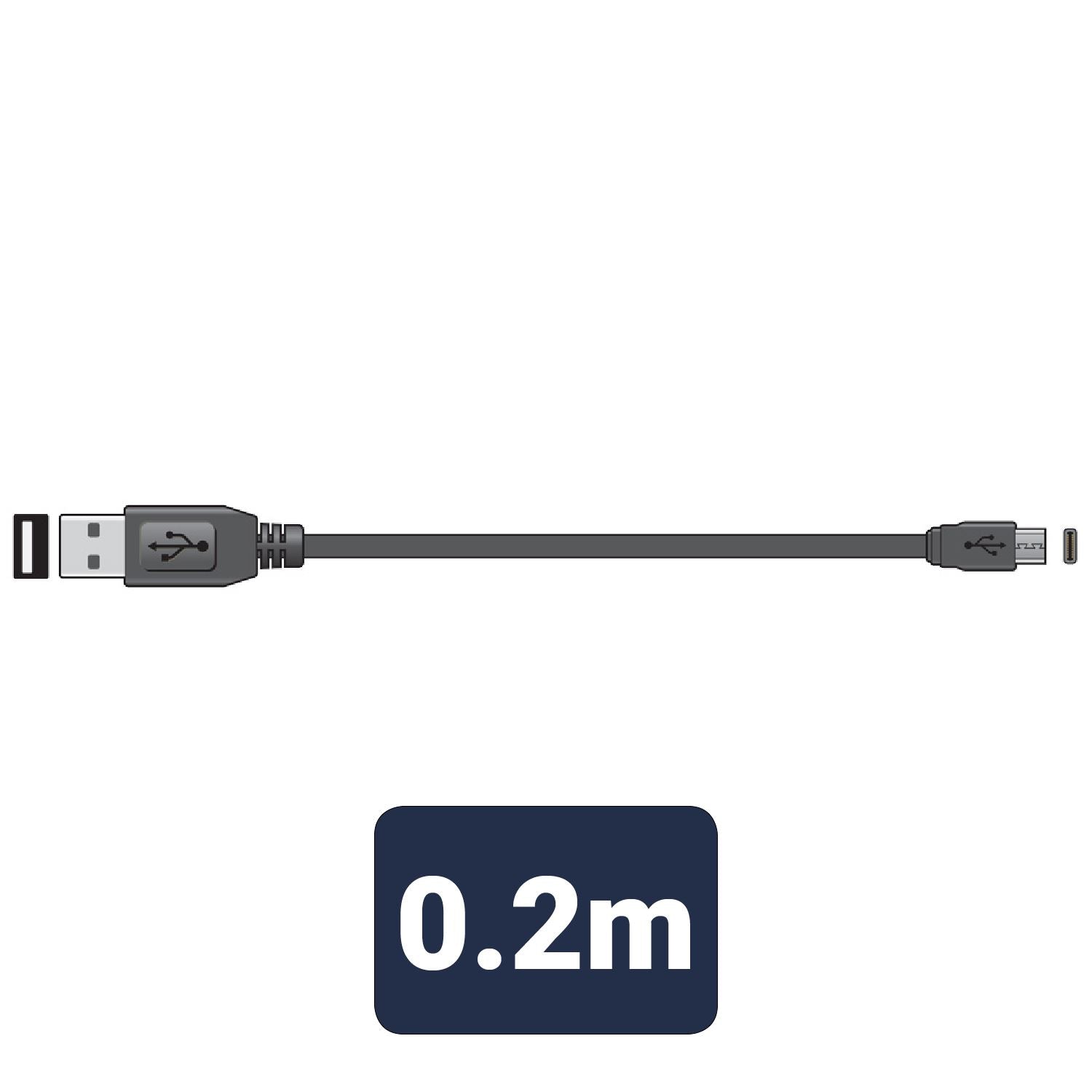 Av:link Short Charge USB Cable | USB-A Male | USB-C™ Male | Nickel Plated | 0.20 m | Flat | PVC | Black