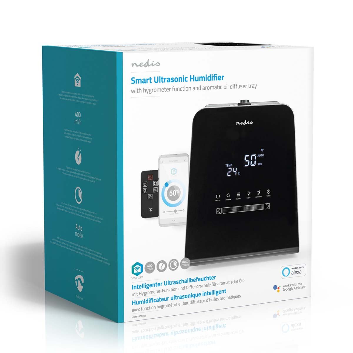 Nedis SmartLife Humidifier | 110 W | With Cool and Warm Mist | 5.5 l | Hygrometer | Timer | Remote control | Night mode | Black