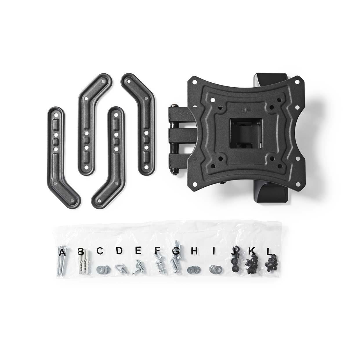 Nedis Full Motion TV Wall Mount, Fits 23-55" Inch Screens, Tilt Swivel Rotate for Flexible Viewing, Attach a Television to Adjust Angle Easily, Includes Installation Materials and Manual