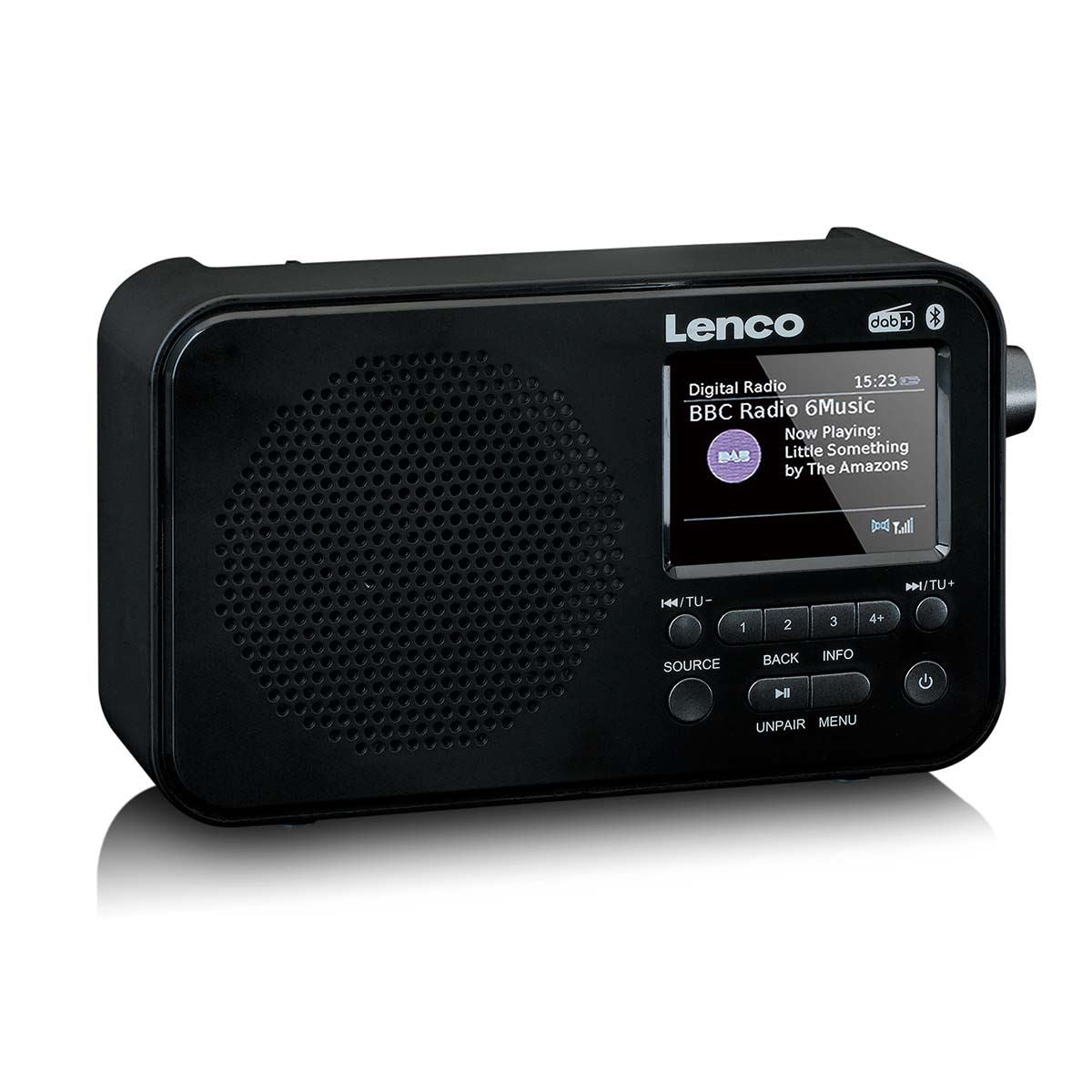 Lenco Portable DAB+ FM Radio with Bluetooth® Speaker | 2.4" TFT LCD Display | Black