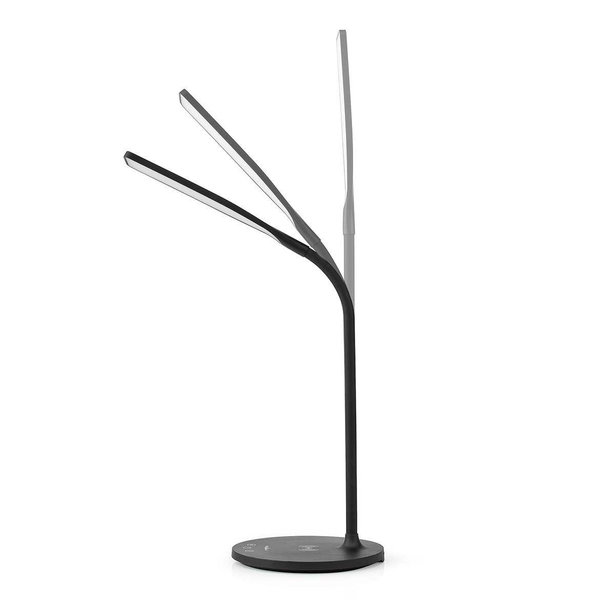 Nedis LED Desk Lamp with Fast Wireless Charger for Qi-Enabled Device, Table Lamp with 3 Colour Temperatures, Brightness Levels, Adjustable Gooseneck, 40 Minute Timer - Black
