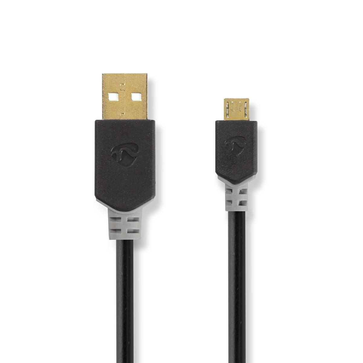 Nedis USB Cable | USB 2.0 | USB-A Male | USB Micro-B Male | 480 Mbps | Gold Plated | 2.00 m | Round | PVC | Anthracite | Box