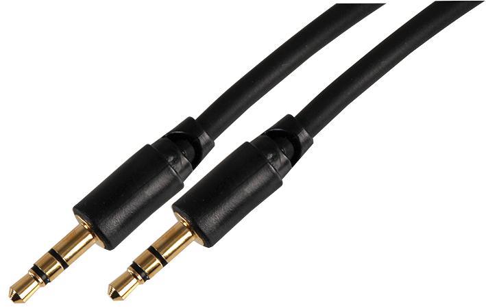 1m Aux Cable | 3.5mm Stereo Jack Plug | 3.5mm Stereo Jack Plug | Cable - Black