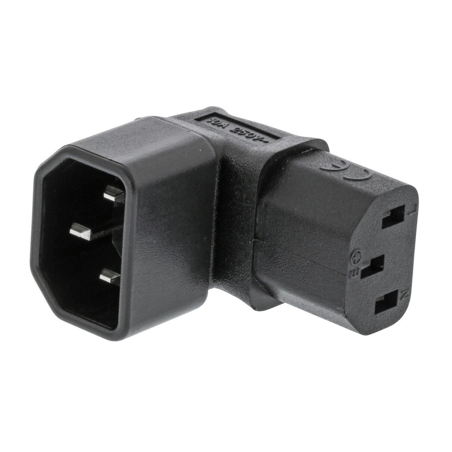 Nedis Extension Plug | IEC-320-C13 | IEC-320-C14 | Angled 90° | Nickel Plated | PVC | Black | Box | 1 pcs
