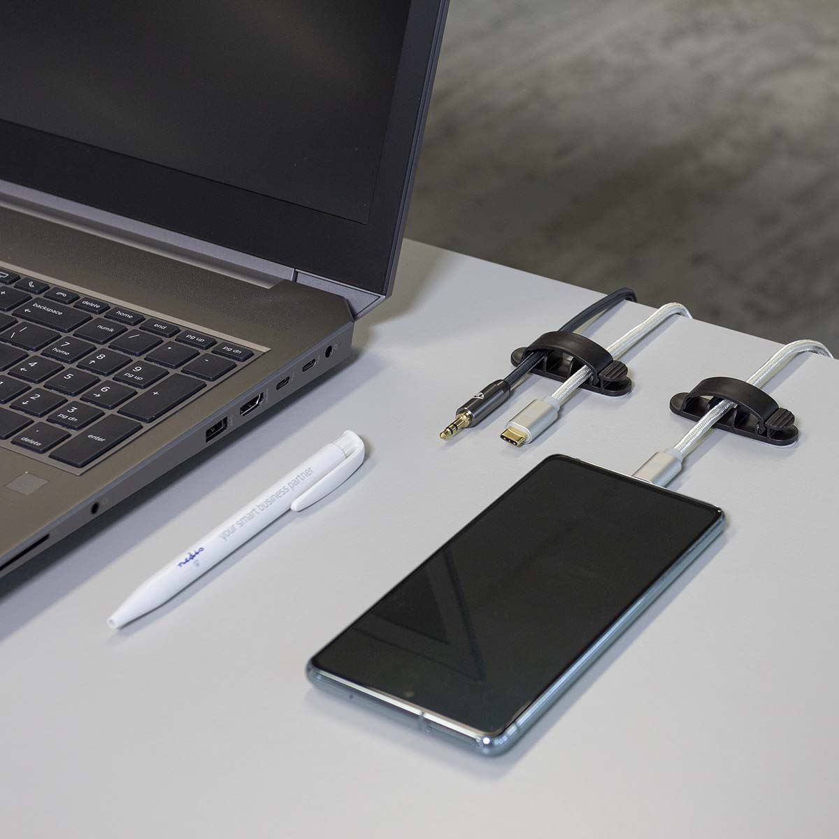 Nedis Cable Management | Cable Clip | Locked | 3 pcs | Number of slots: 3 Slots | Maximum cable thickness: 7.5 mm | Polypropylene | Black