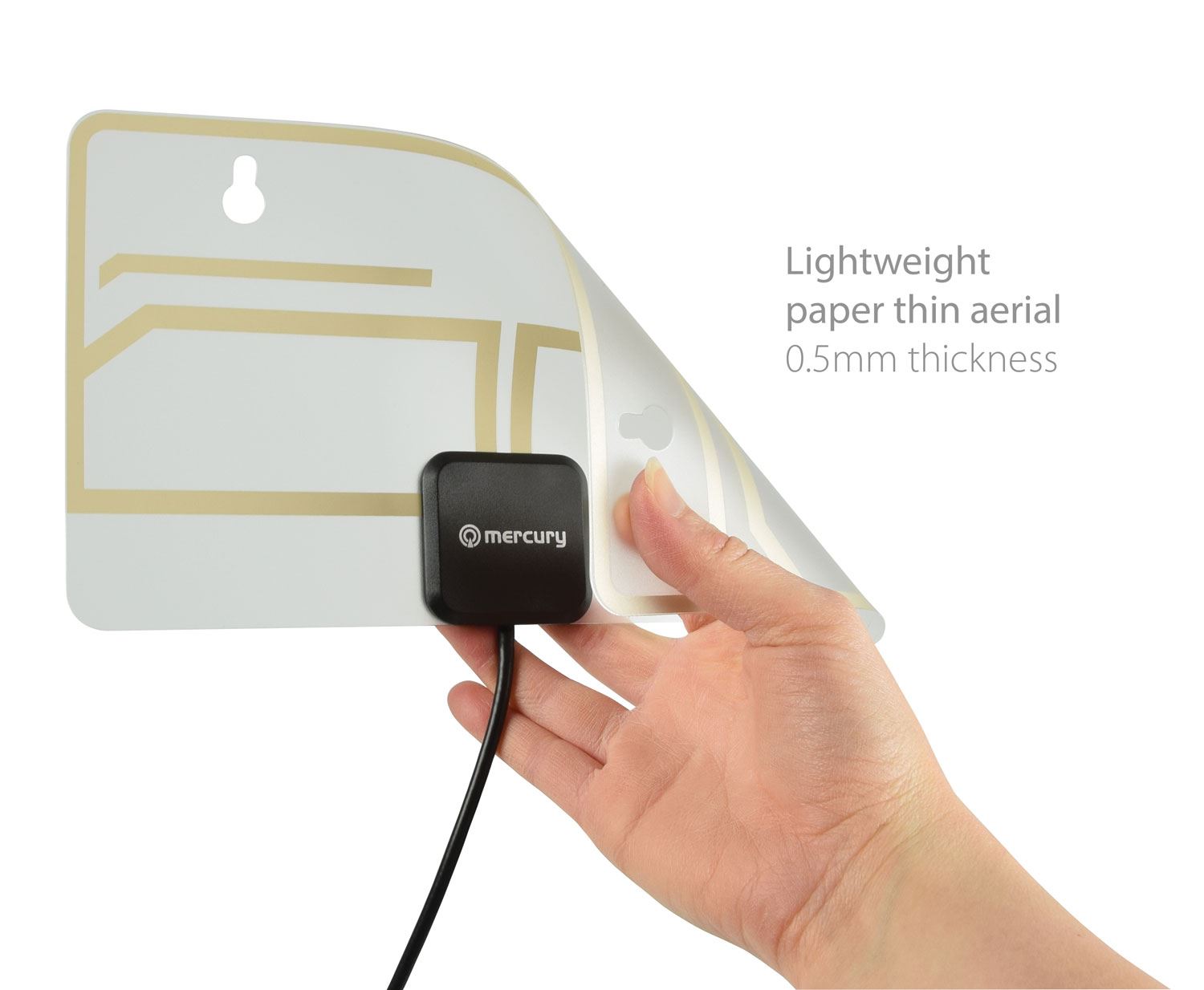 Mercury Lightweight Indoor Aerial for Freeview HDTV Paper-Thin with 3m RF Cable