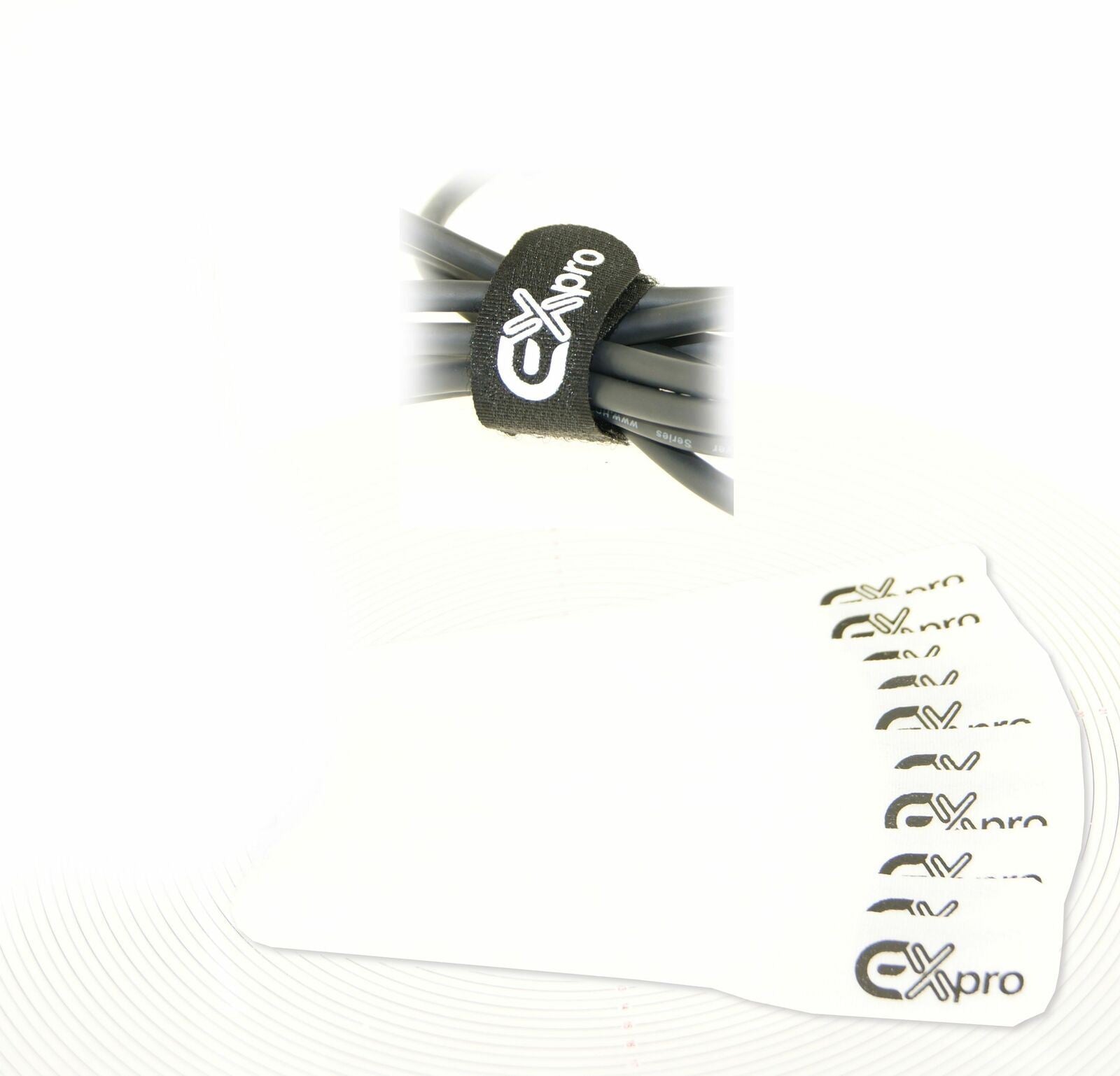 Ex-Pro Reusable Velcro Hook & Loop Self-Gripping Cable Ties 150mm x 20mm - 10 Pack White [Bulk Pack]