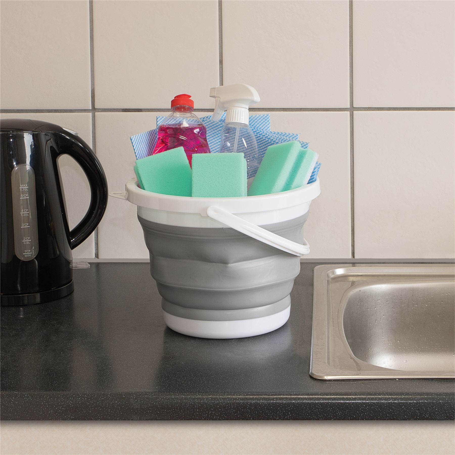 5L Collapsible Folding Silicon Plastic Bucked, Ideal for Kitchen, Caravan, Camping