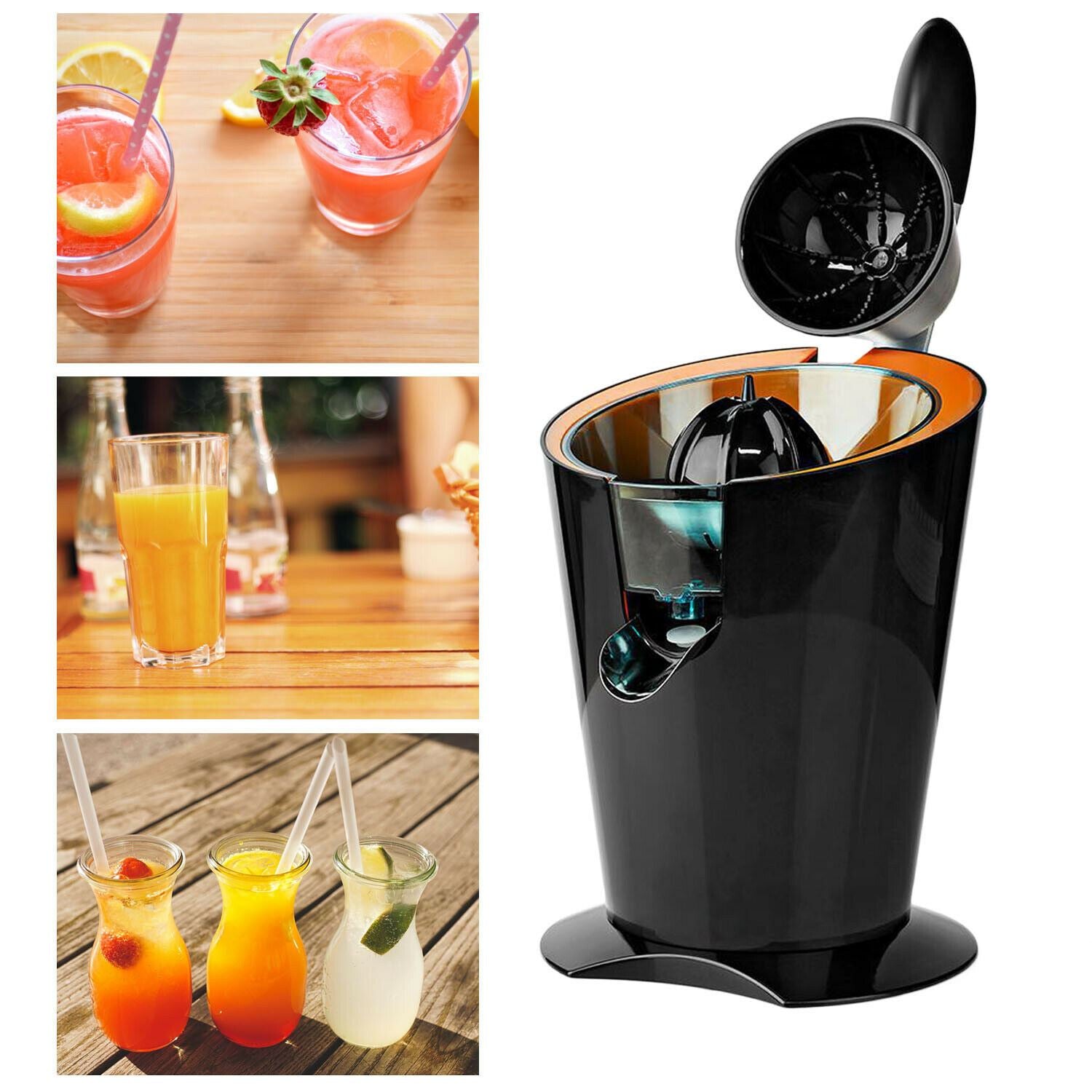 Nedis Citrus Juicer Press, 160W Powerful Juice Squeezer, with Stainless Steel Spout and Anti-Drip Function - Black