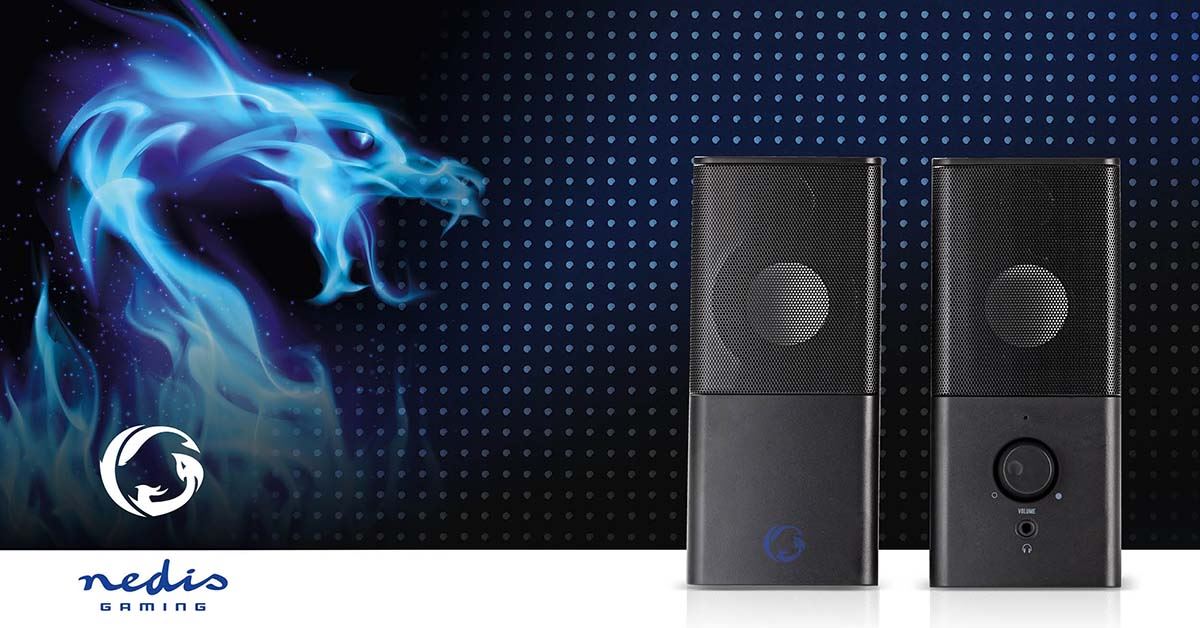 Nedis Gaming Speaker | Speaker channels: 2.0 | USB Powered | 3.5 mm Male | 18 W | Without Lighting | Volume control | Connection output: 1x 3.5 mm Audio Out