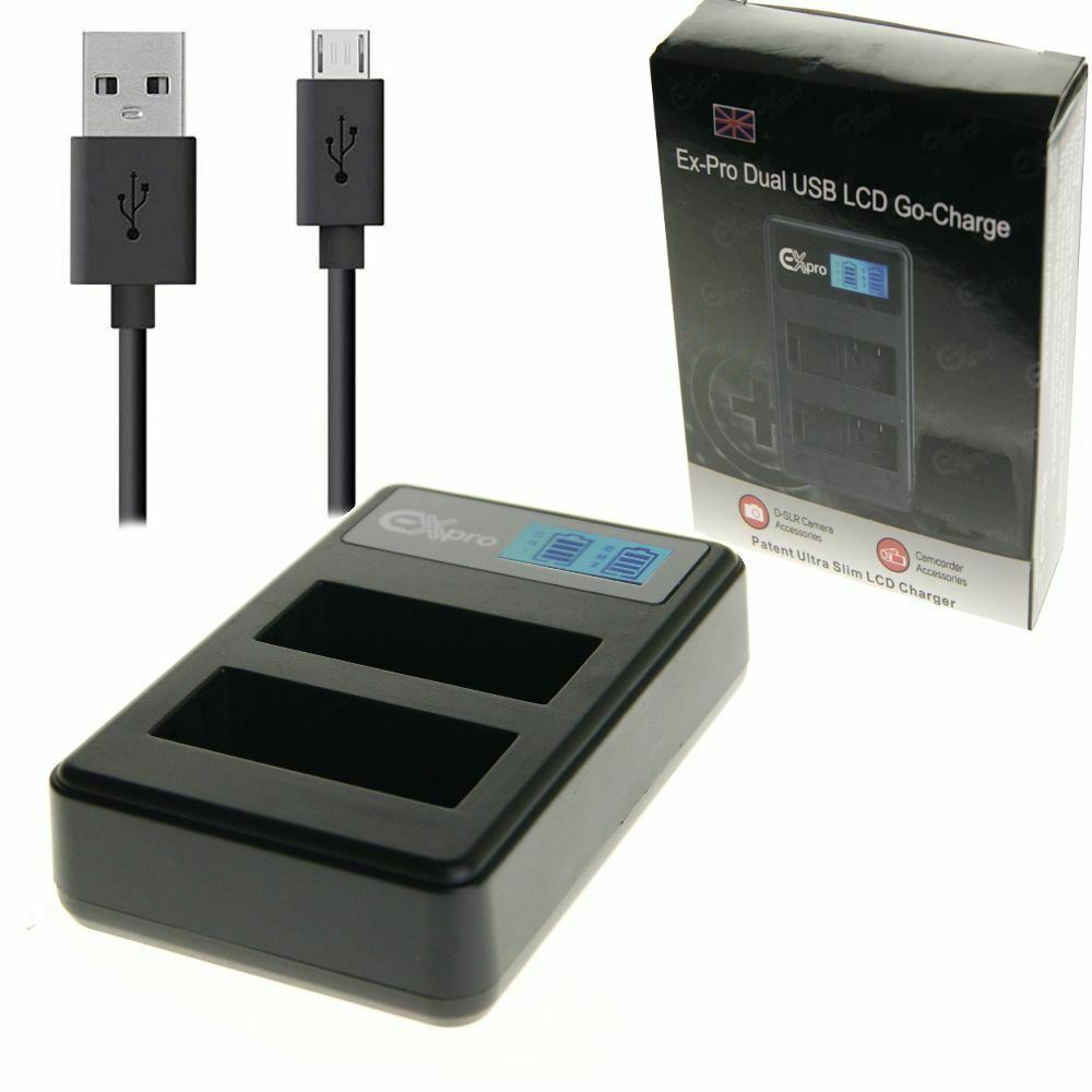 Ex-Pro Panasonic DMW-BTC10E DMW-BLF19, DMW-BLF19E LCD DUAL Go-Charge USB Charger