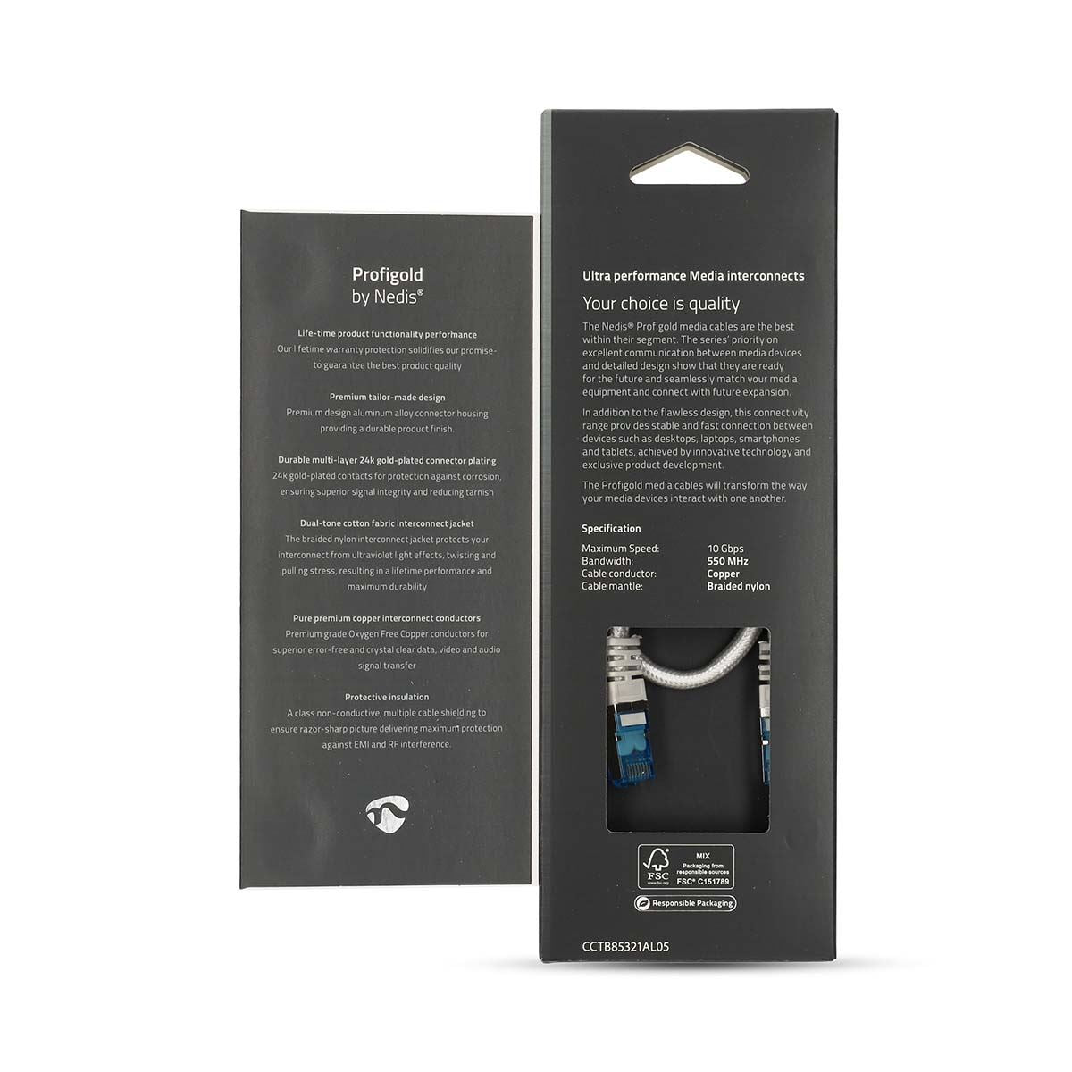 Nedis CAT6a Network Cable | S/FTP | RJ45 Male | RJ45 Male | 0.50 m | Snagless | Round | Braided / PVC | Silver | Cover Window Box