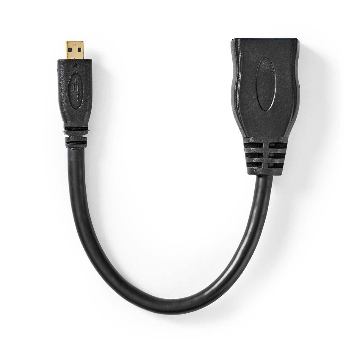 Nedis High Speed HDMI™ Cable with Ethernet | HDMI™ Micro Connector | HDMI™ Output | 4K@30Hz | 10.2 Gbps | 0.20 m | Round | PVC | Black | Envelope