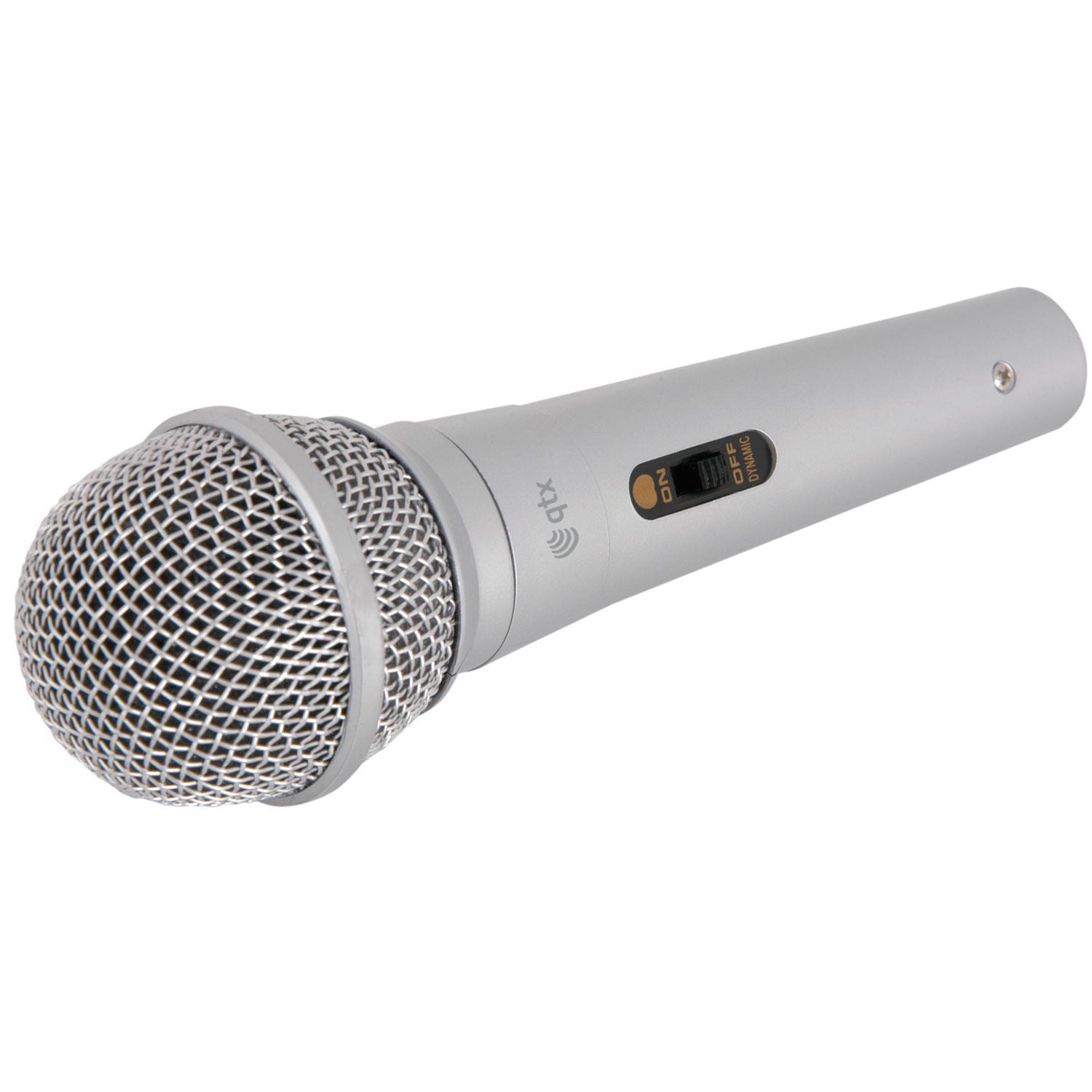 QTX DM11S Unidirectional Karaoke PA DJ Music XLRF to 6.3mm Jack Lead Dynamic Microphone - Silver