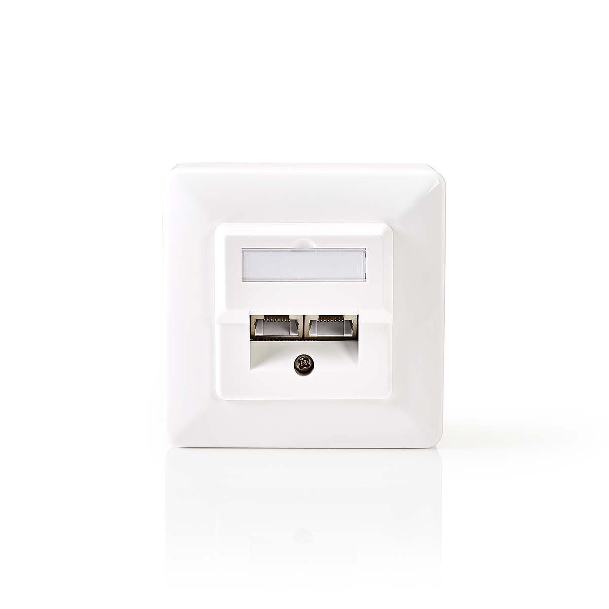 Nedis Network Wall Box | In-Wall | 2 port(s) | CAT5e | Straight | Female | Gold Plated | ABS | White | Box