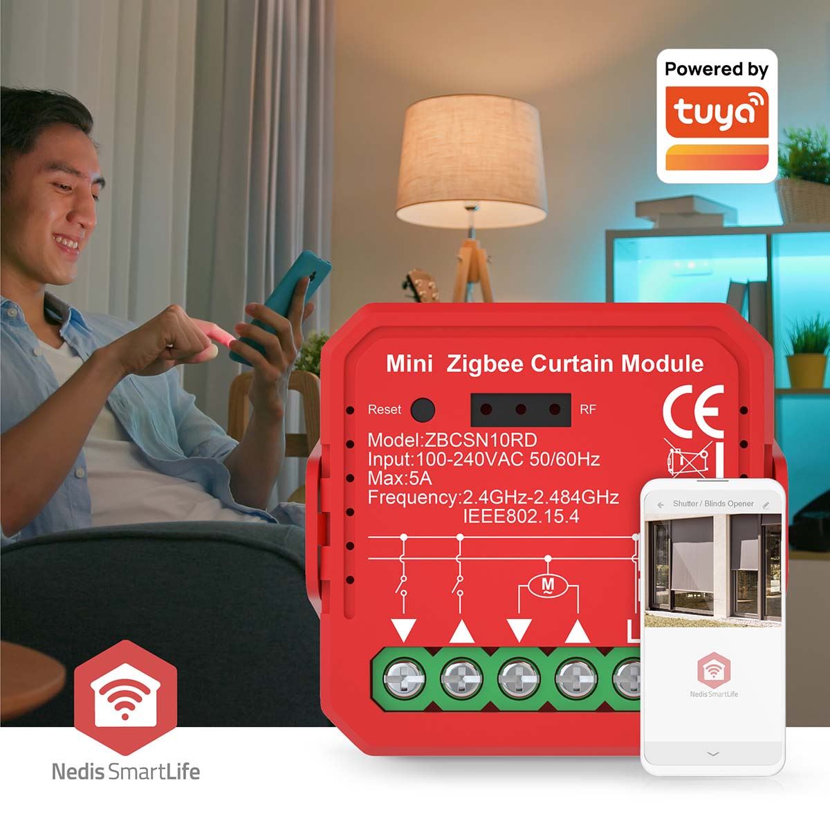 Nedis SmartLife Built-in Module | Shutter / Blinds | 1000 W | Terminal Connection | App available for: Android™ / IOS