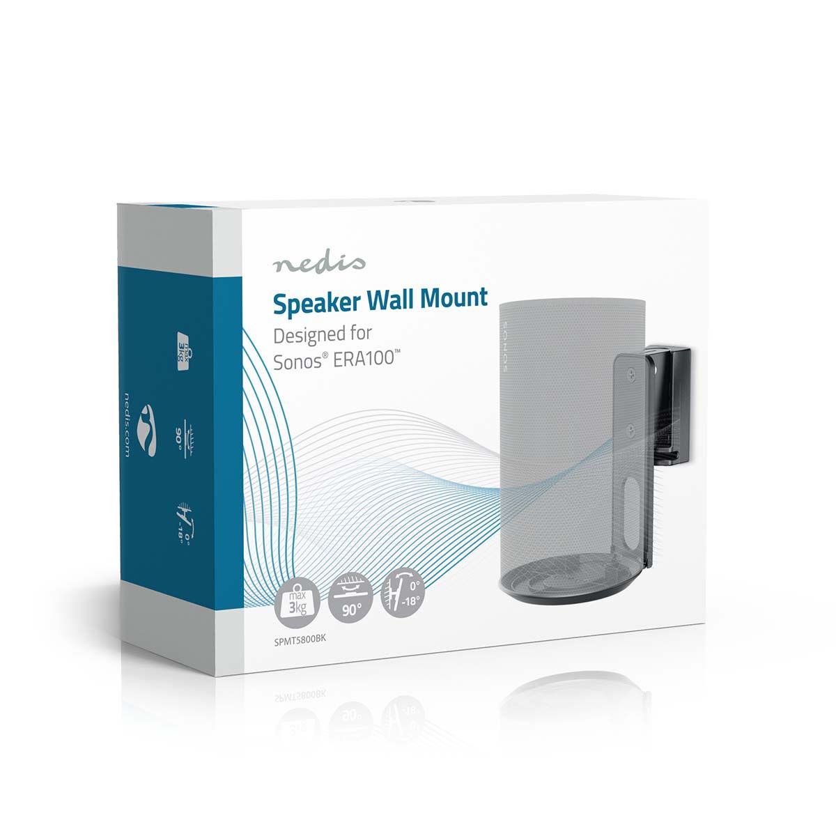 Nedis Speaker Wall Mount Bracket for Sonos Era 100, with Adjustable Tilt Swivel, Max. Capacity 3kg - Black