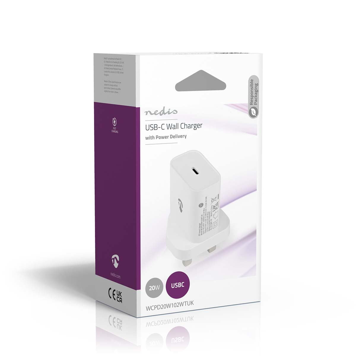Nedis Wall Charger | 20 W | PD3.0 20W | Quick charge feature | 1.67 / 2.22 / 3.0 A | Number of outputs: 1 | USB-C™ | Automatic Voltage Selection | White