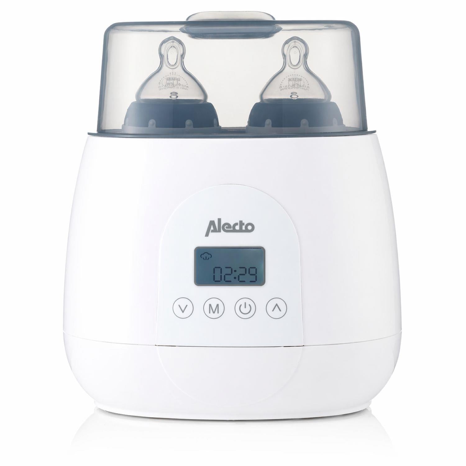 Alecto 2 Bottle Warmer, Baby Double Bottle Sterilizer with Digital Display and Temperature Control in Minutes, Portable Mam Bottle Warmer for Breastmilk, Food, Formula for Travel and Home Use