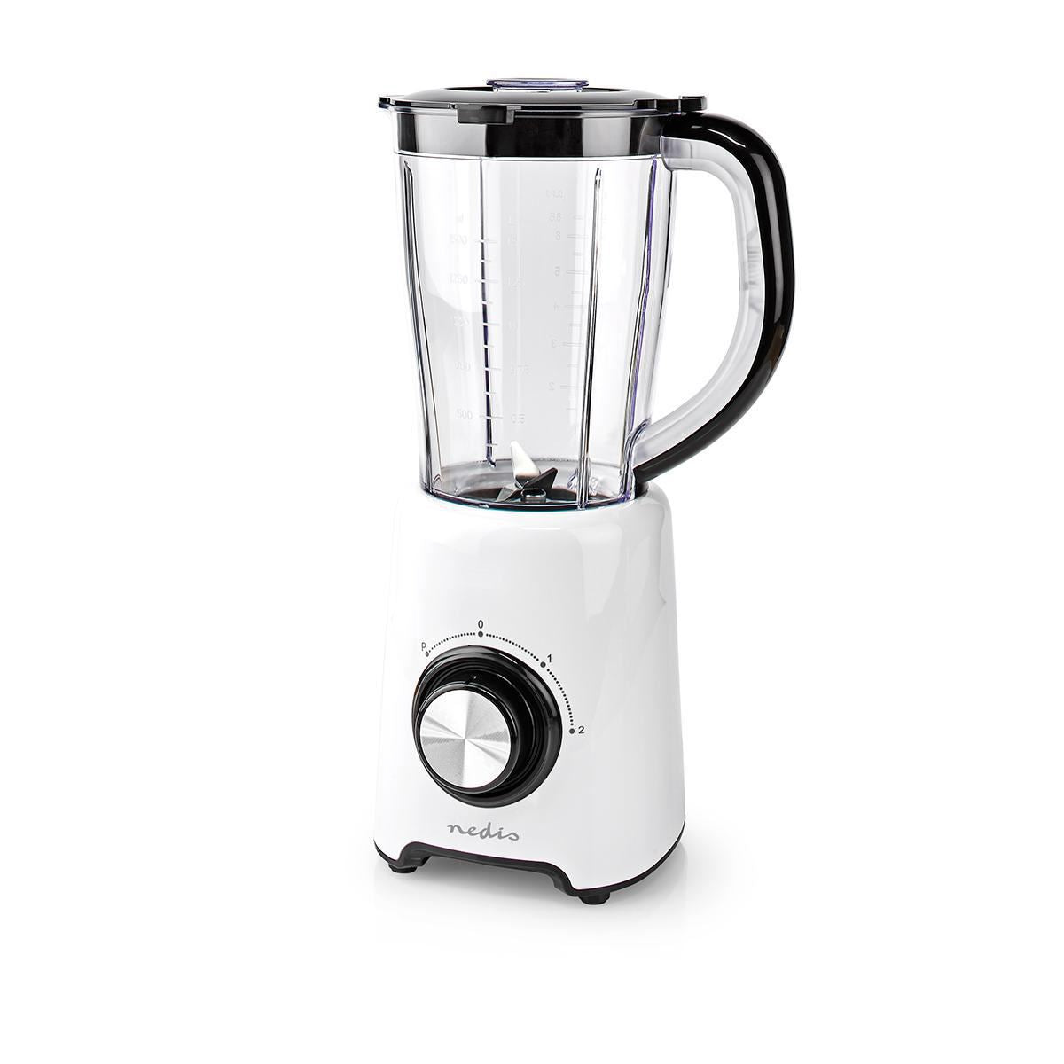 Nedis Table Top Blender, 800W, with 1.5L Plastic Jug, 2 Speed Settings and Pulse Function, Ideal for Fruit Juice, Vegetables, Soup, Smoothies, Protein Shakes and more - White