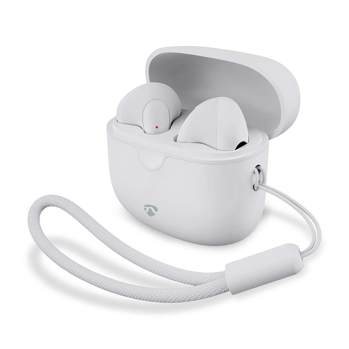Nedis True Wireless Earphones, Bluetooth 5.3 with Touch Control, Built-In Mic, Instant Pairing, USB-C Charging Case, 16 Hrs Playtime, Compatible with Google Assistant - White