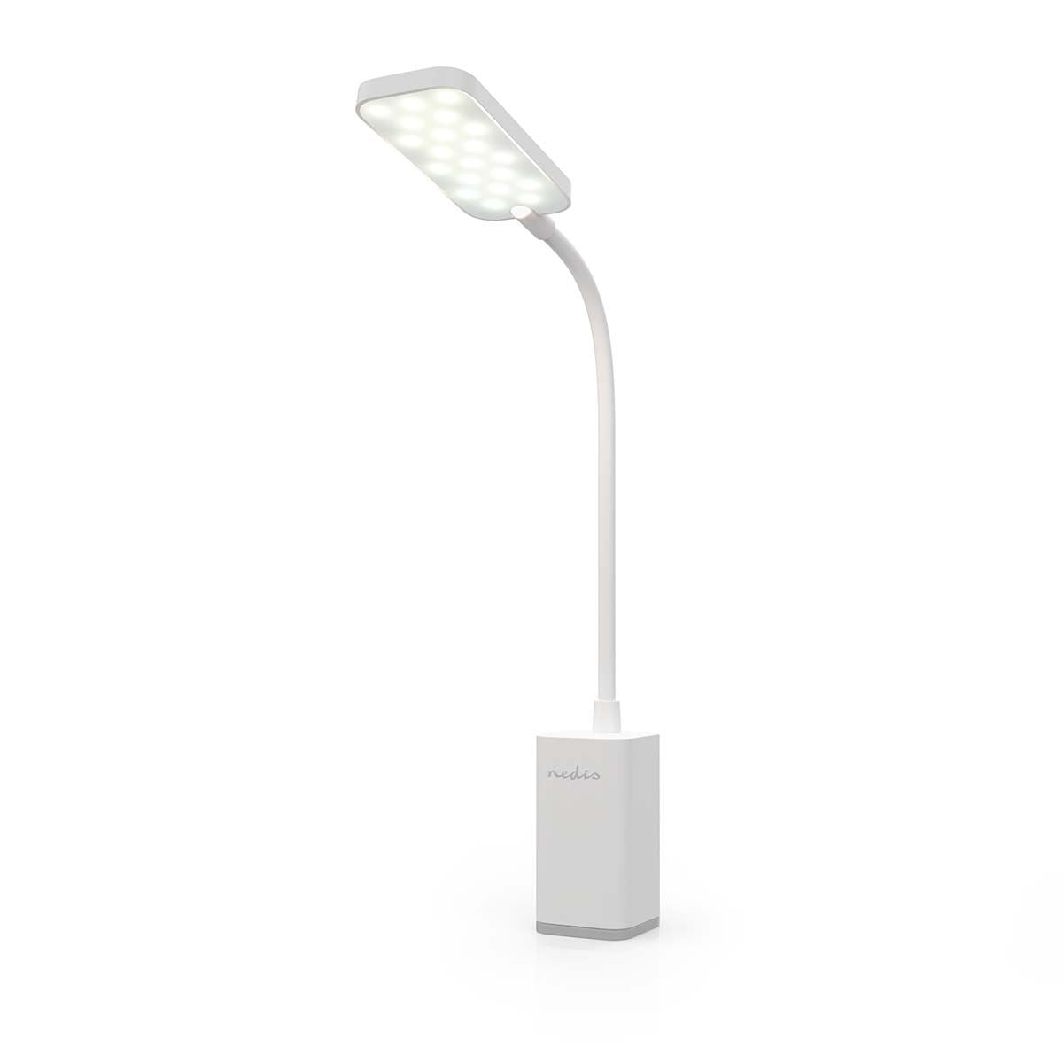 Nedis Rechargeable LED Desk Lamp with Clamp - Gooseneck Light, Touch Dimmable, 20 LEDs, USB-C, Study & Work Lamp