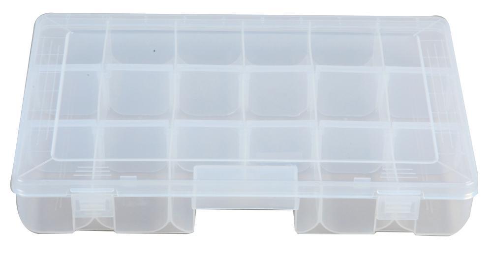 6 -18 Compartment Transparent Organiser Storage Box with Removable Sections - 42mm x 186mm x 292mm, Crafting, DIY etc.