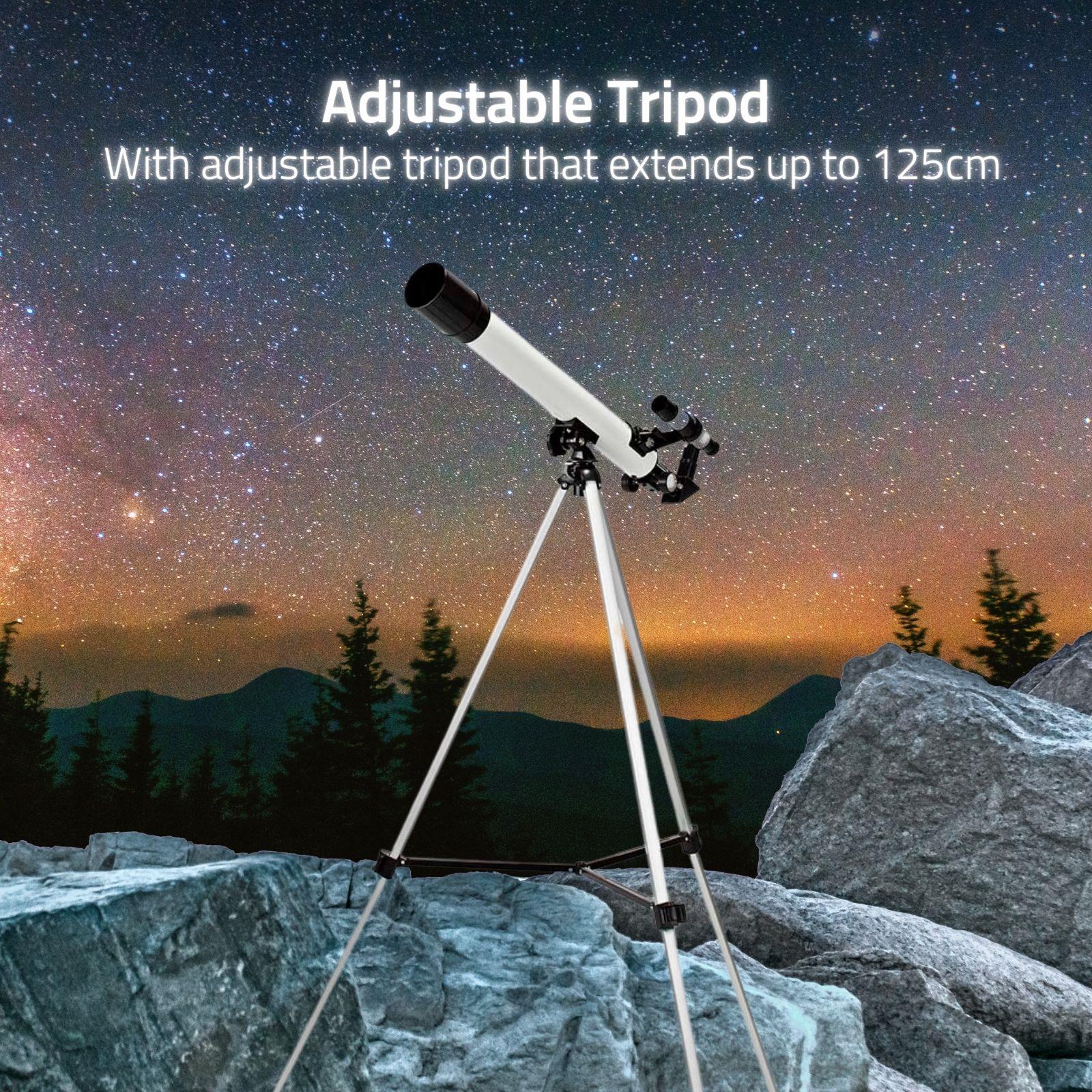 Nedis Telescope | Aperture: 50 mm | Focal length: 600 mm | Finderscope: 5 x 24 | Maximum working height: 125 cm | Tripod | Black / White