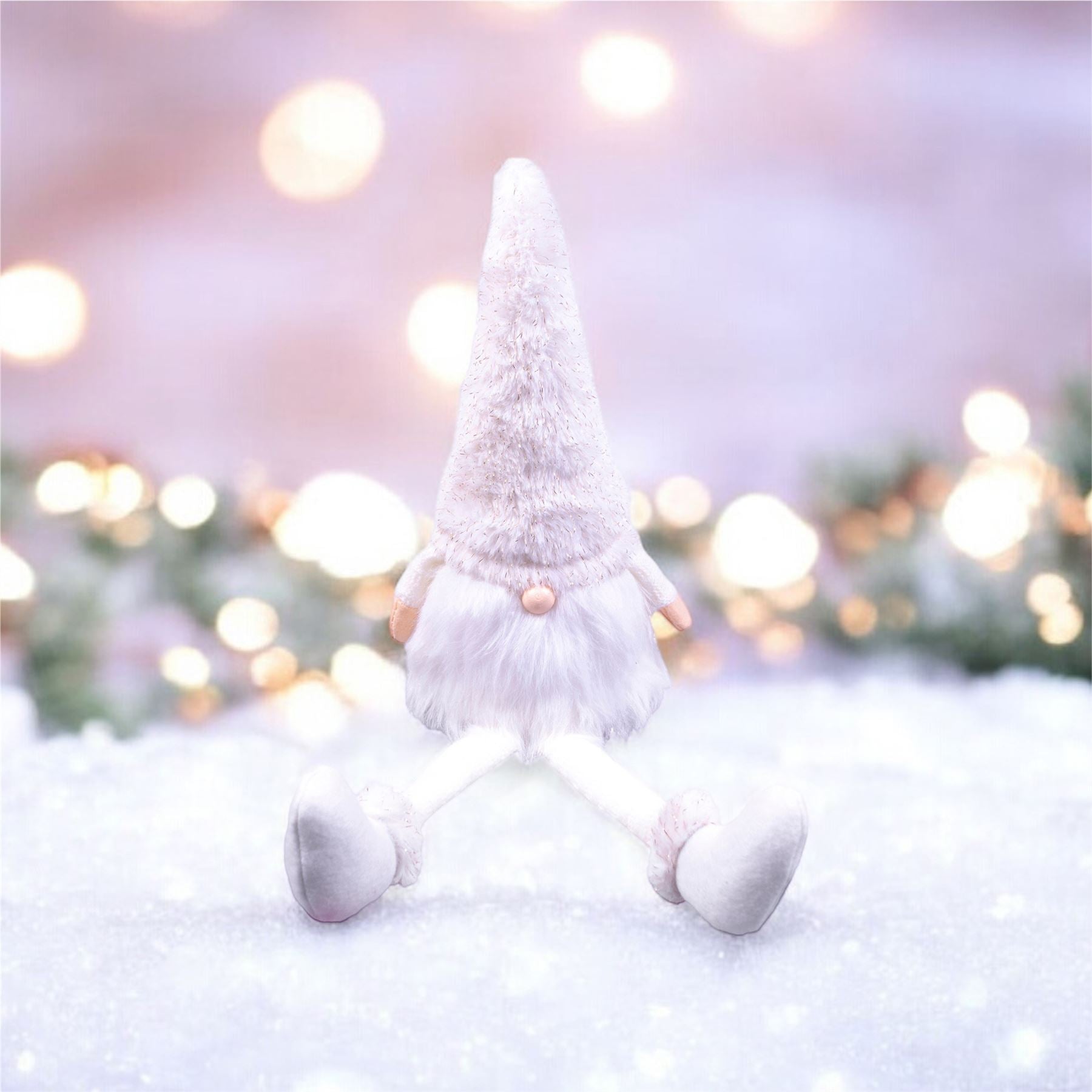 Christmas Long Legged Gonk Nordic Style Gnome Xmas Decoration - Finn (White)
