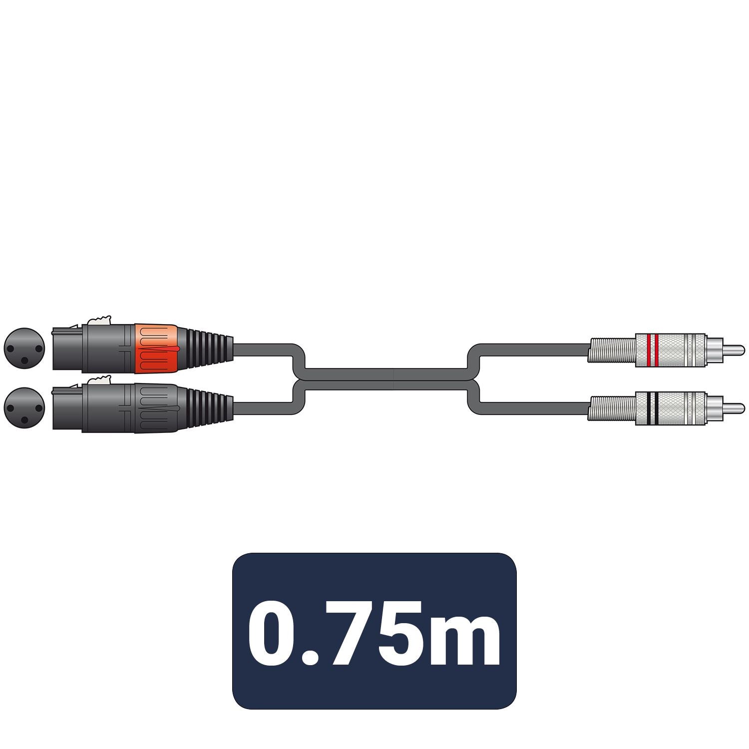 Cintronic 0.75m Classic Audio Leads 2 x XLR Female - 2 x RCA Plugs