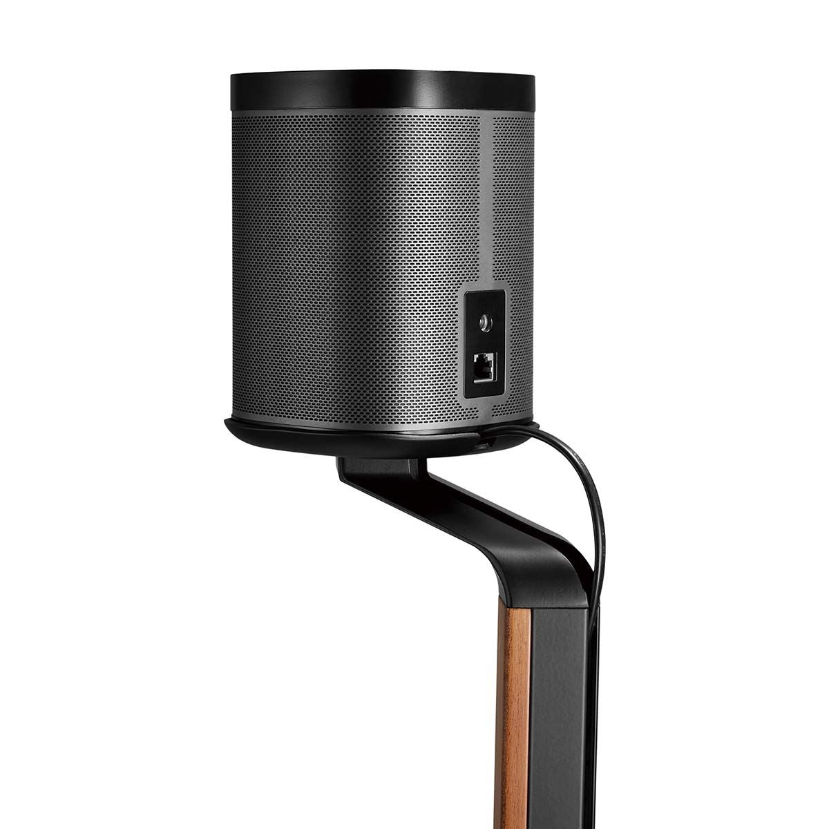 Nedis Speaker Mount Scandinavian Design, Floor Stand Compatible with Sonos One, One SL, Play:1, Sculpted Hardwood Column, Weighted Base for Stability, Powder-Coated Finish, Cable Management - Black