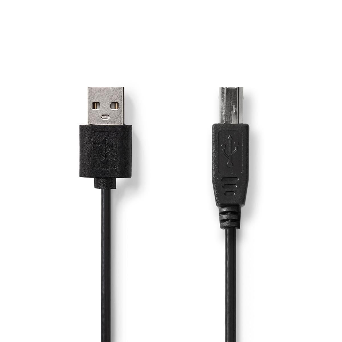 Nedis USB Cable | USB 2.0 | USB-A Male | USB-B Male | 4.5 W | 480 Mbps | Nickel Plated | 3.00 m | Round | PVC | Black