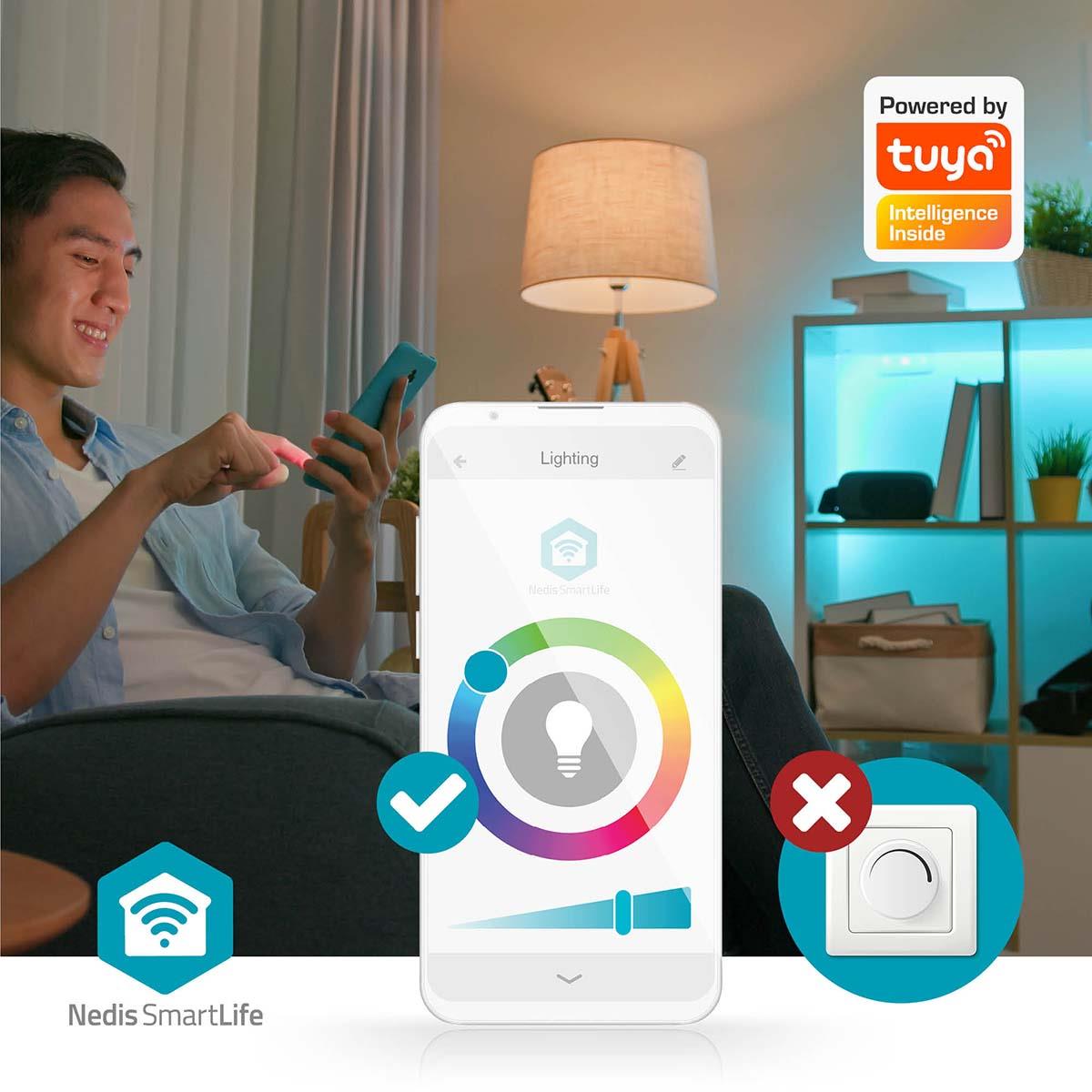 Nedis SmartLife Wi-Fi LED Wall Light 6 Modular Bars, 16 Million Colours, 44 Scene Modes, Music Sync, RGBIC Technology, Dimmable, Voice Control Compatible with Alexa & Google Home