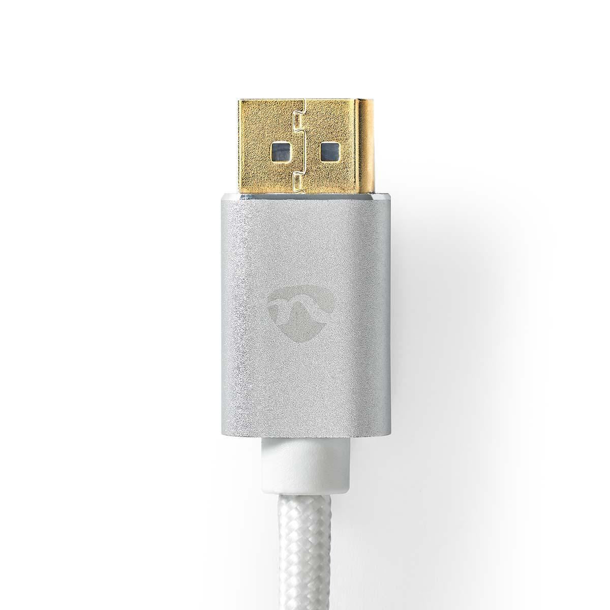 Nedis DisplayPort Cable | DisplayPort Male | DisplayPort Male | 8K@60Hz | Gold Plated | 2.00 m | Round | Braided | Silver | Cover Window Box