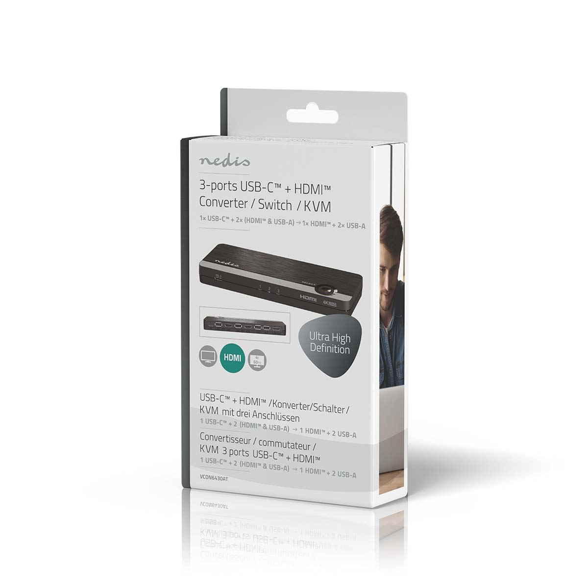 Nedis HDMI™ Converter | USB-C™ Female / 2x HDMI™ Input / 4x USB A Female | 1x HDMI™ Output | 1-way | 4K@60Hz | 18 Gbps | ABS | Anthracite