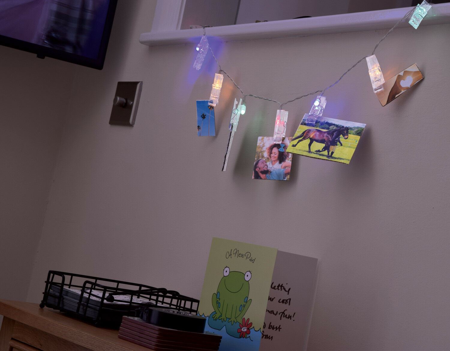 LED Battery Powered Photo Peg String Lights - Multicolour