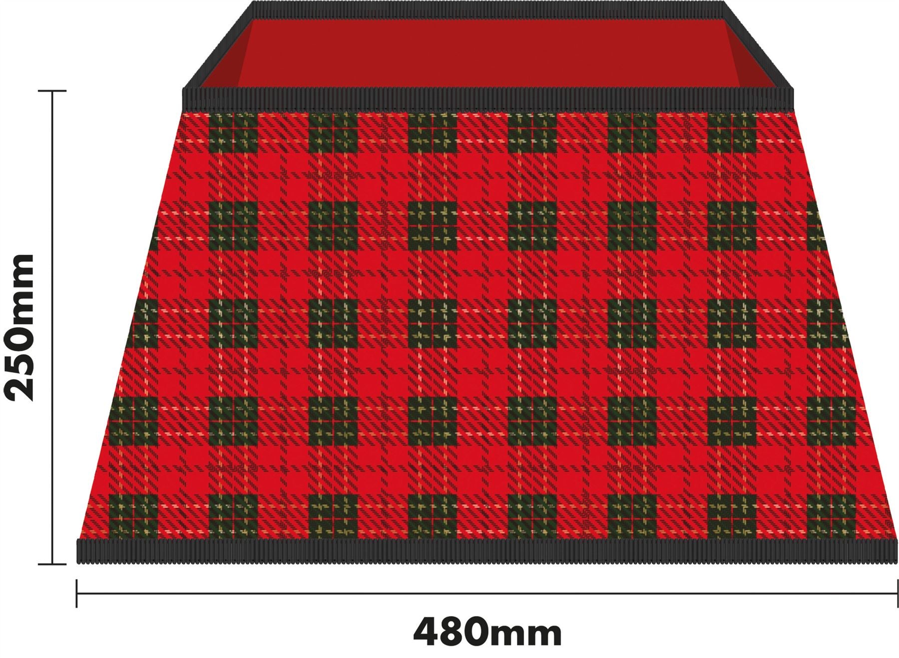 Tartan Christmas Tree Skirt Easy Fold Stand Cover Base Decoration - Red