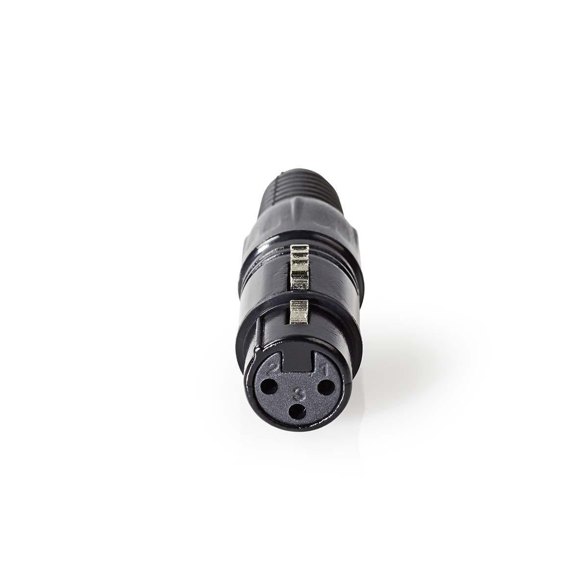 Nedis XLR 3 Pin Connector | Straight | Female | Nickel Plated | Soldering | Cable input diameter: 5.0 mm | Metal | Black | 1 pcs | Polybag