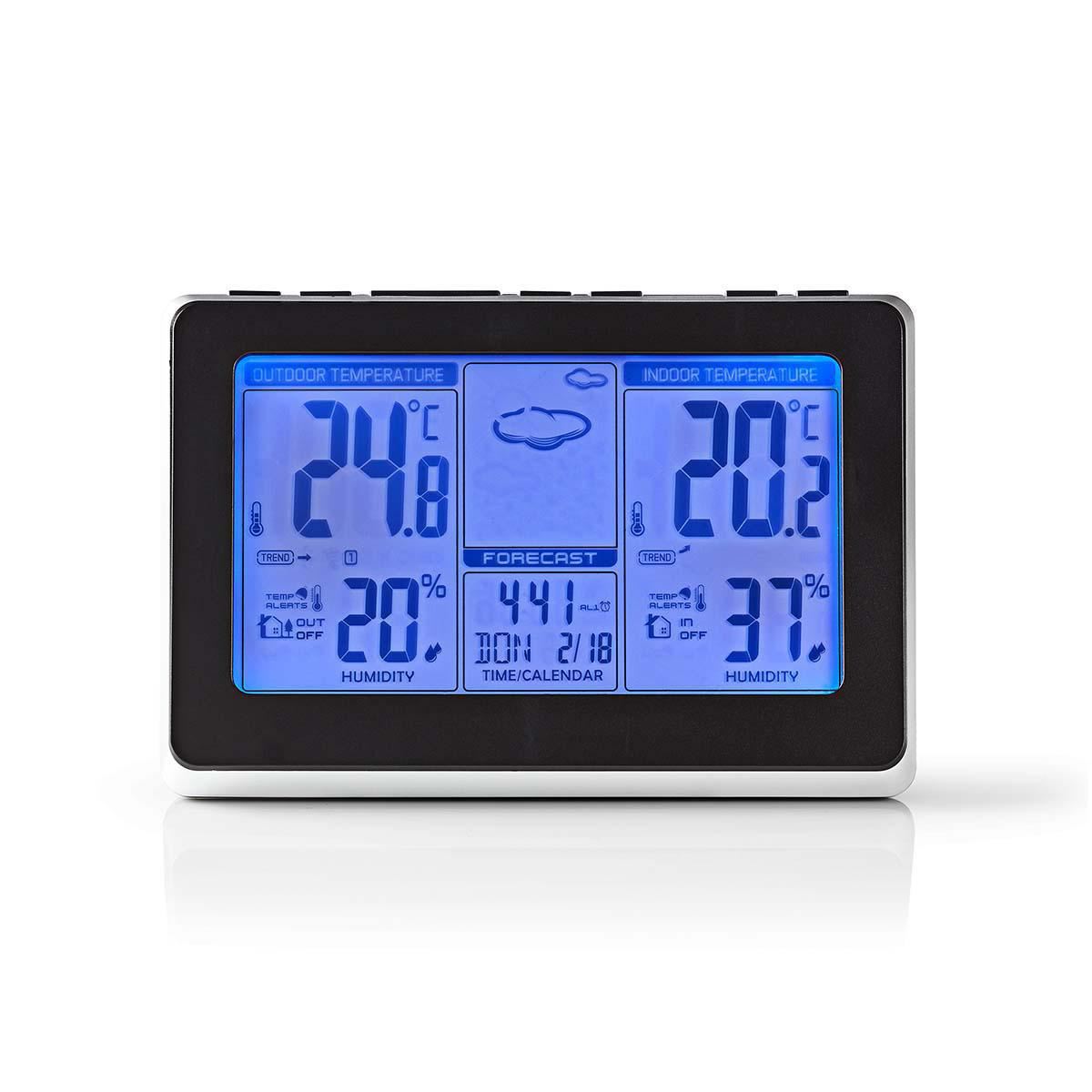 Nedis Weather Station | Indoor & Outdoor | Including wireless weather sensor | Weather forecast | Time display | LCD Display | Alarm clock function
