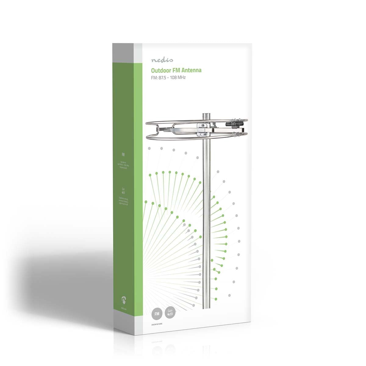 Nedis ANORFM10ME Outdoor FM Aerial Antenna, Reception Range 0-15 km, 4dB Gain, Aluminium