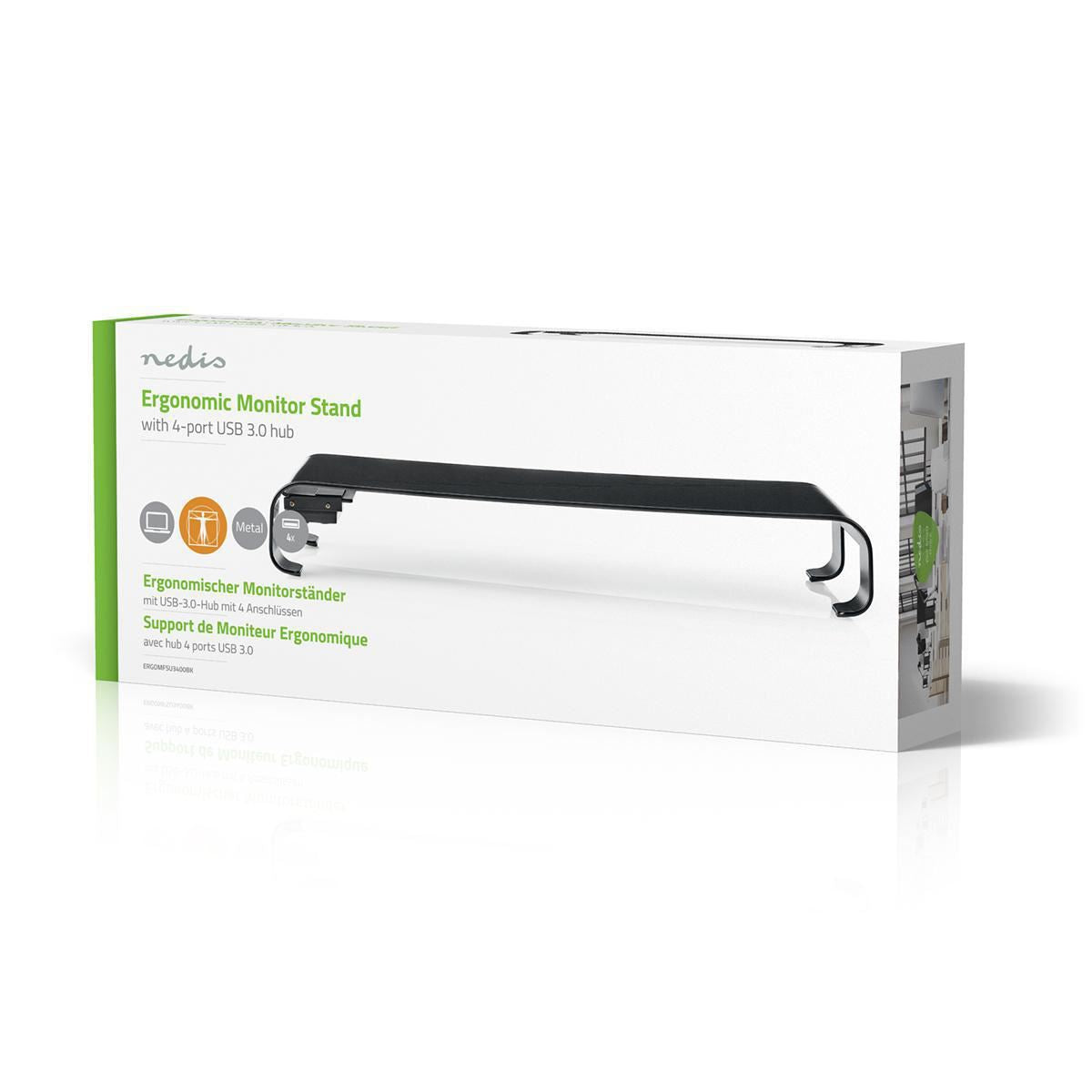 Nedis Monitor Stand | Ergonomics: Yes | Maximum carrying capacity: 18 kg | Universal | USB hub | Adjustable height: No