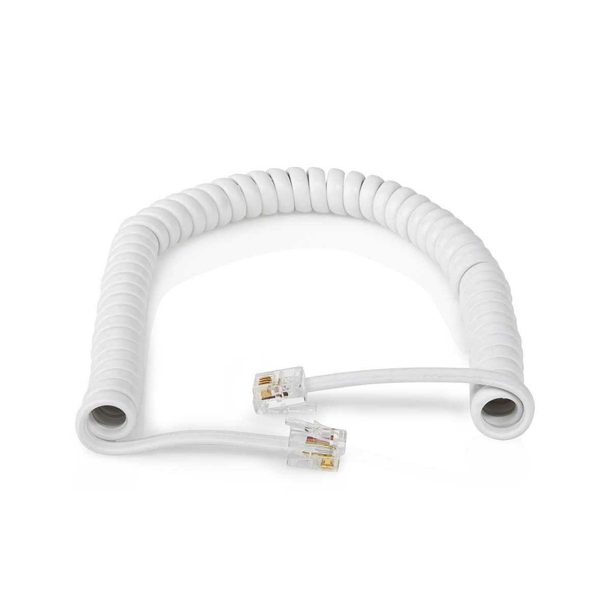Nedis Telecom Cable | RJ10 Male | RJ10 Male | 2.00 m | Cable design: Coiled | Cable type: RJ10 | White | Box