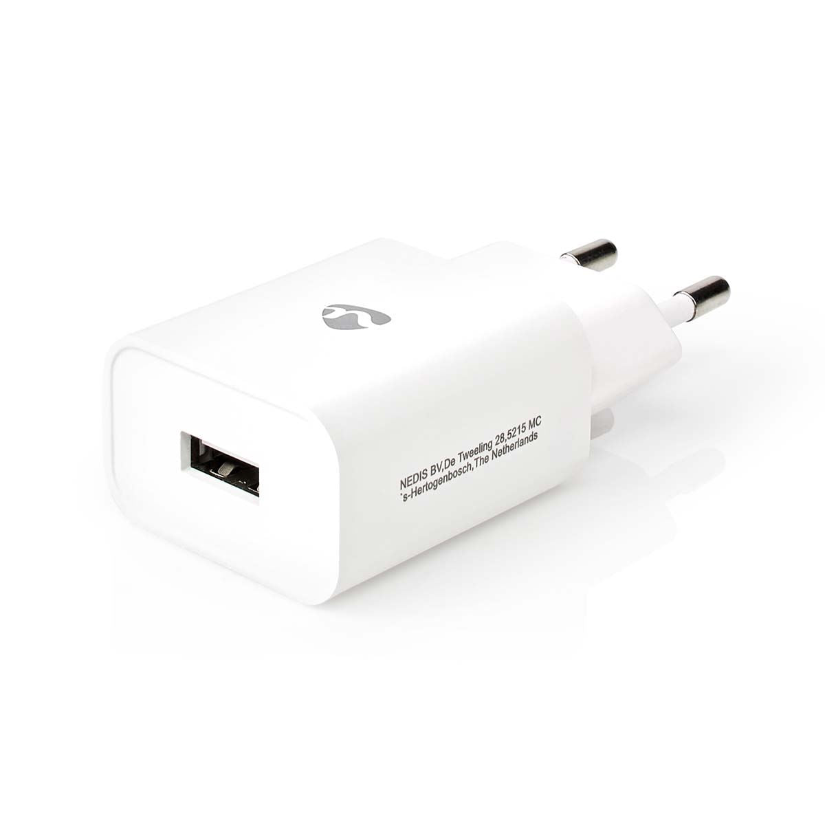 Nedis EU Euro Travel Wall Charger | 12 W | Quick charge feature | 1x 2.4 A | Number of outputs: 1 | USB-A | No Cable Included | Single Voltage Output | White