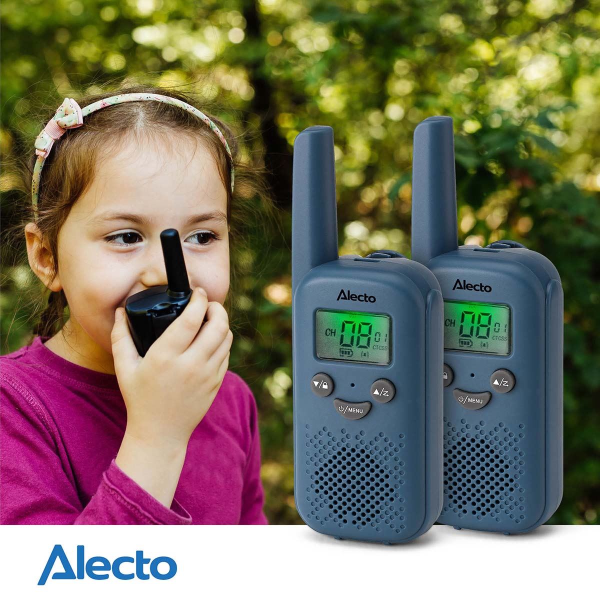 Alecto Walkie-Talkie Set | 2 Handsets | Up to 6 km | Frequency channels: 8 | PTT / VOX | 24 h standby | Blue | FR10BU