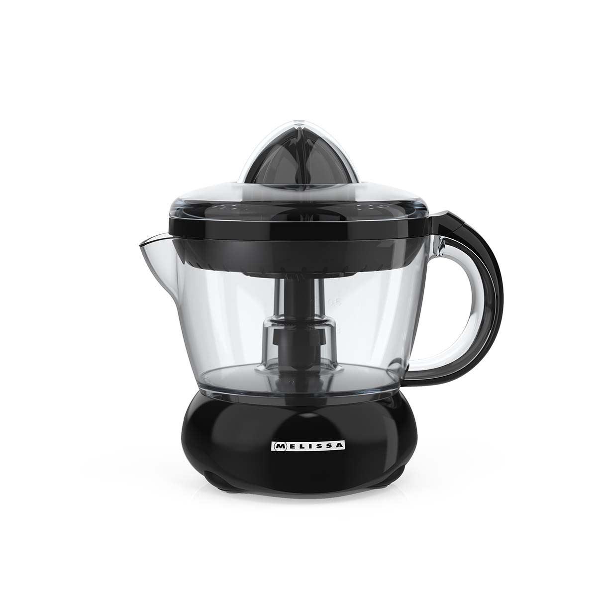 MELISSA 0.7L Electric Citrus Press Juicer Squeezer, 40W Motor, with Bi-Directional Twist, 2 x Interchangeable Cones, and Easy Pour Spout, for Lemon Grapefruit Orange Lime Juice Extractor - Black