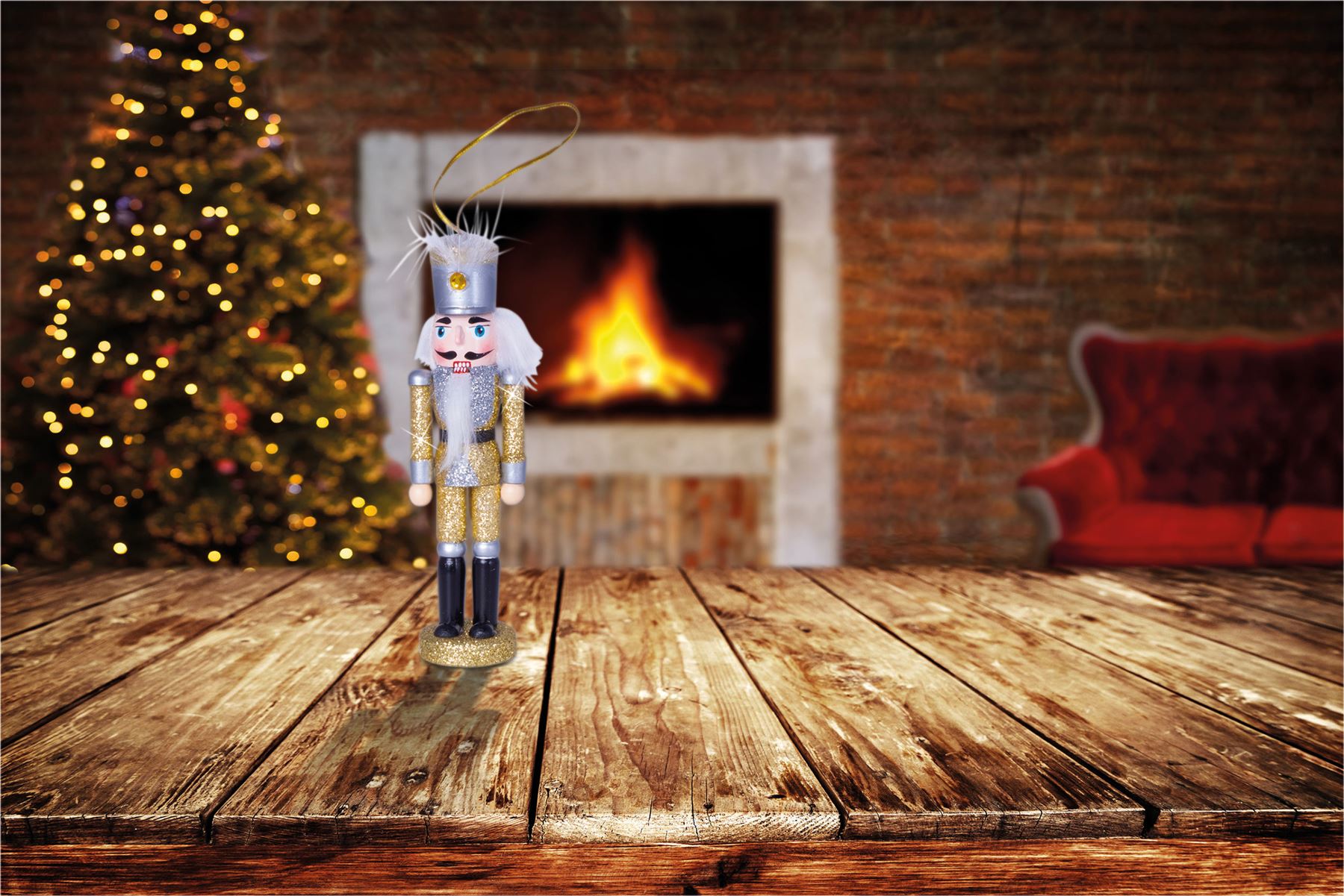 Glitter Nutcracker Hanging Christmas Tree Decoration - Silver