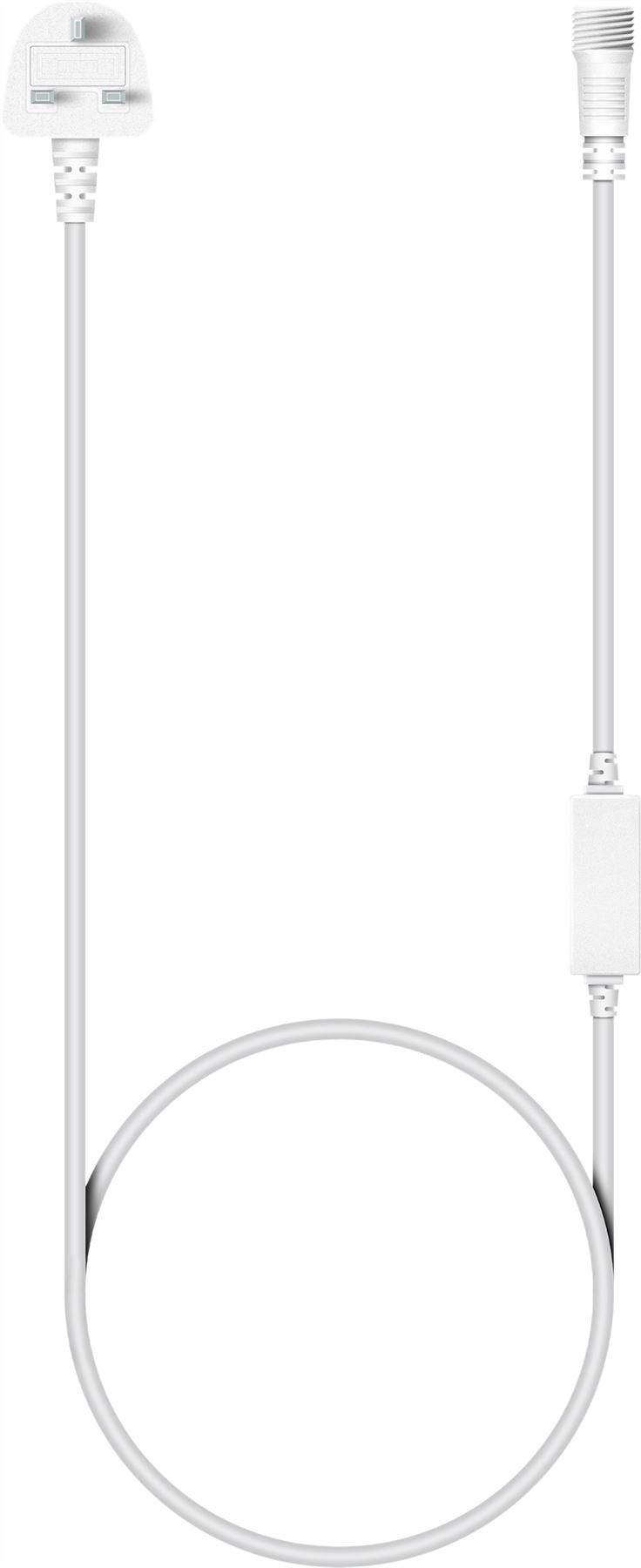 Easy-Connect LED Mains Connecting Lead With 2m Rubber Cable.- White